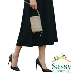 Gold Faux Leather Wristlet Bag Coach‑Inspired Mini OS Metallic Zip Closure